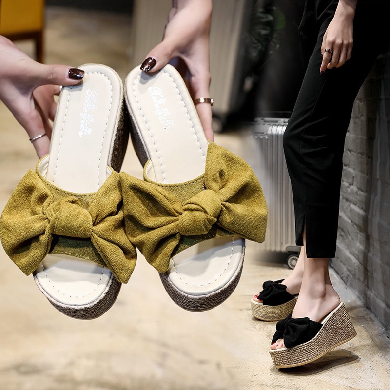 Sandals and slippers women wear summer fashion 2019 new word slope with thick bo - Hàng nhập khẩu