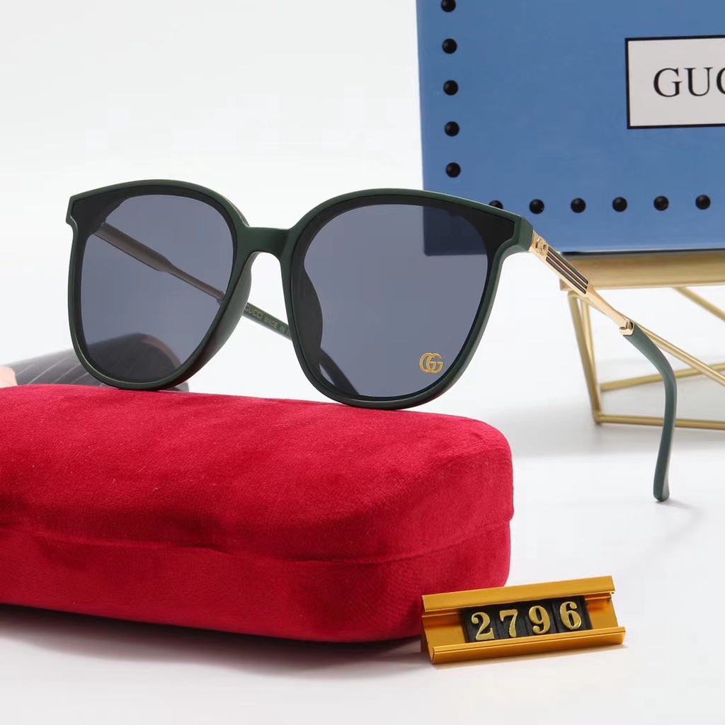 Kính Mát Hình Tròn Màu Đen Thương Hiệu Gucci Cổ Điển Dành Cho Nam Nữ Đi Xe Đạp