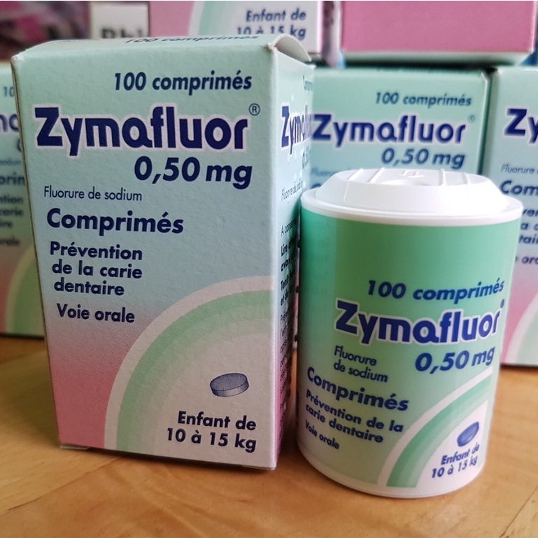 Hộp 100 Viên Thơm Miệng Trắng Răng và Ngừa Sâu Răng Mylan Zymafluor 0,50mg Nội Địa Pháp Cho Bé Từ 18 Tháng