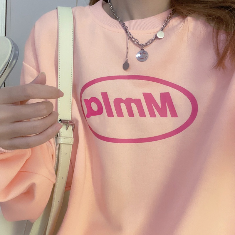 Áo Hoodie Mỏng Cổ Tròn In Họa Tiết Xinh Xắn Cho Nữ