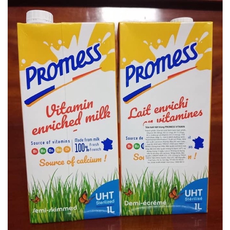 SỮA PROMESS VITAMIN 1L/ SỮA TƯƠI TIỆT TRÙNG PROMESS