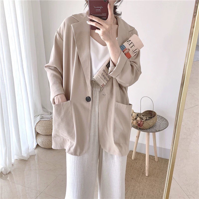 ÁO BLAZER TRƠN - ÁO VEST 1 CÚC BASIC