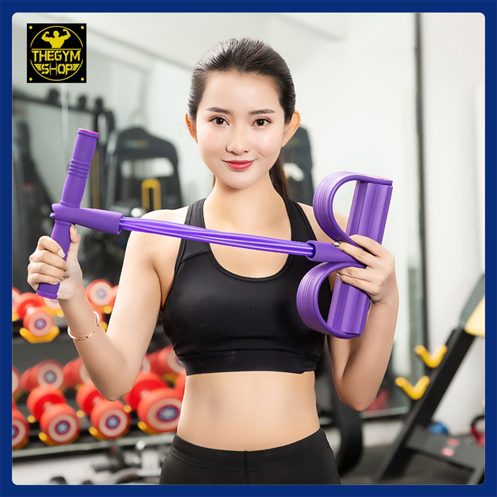 Dây kéo dàn hồi 4 dây cao su tập thể dục, tập gym tại nhà tập toàn thân nâng cao sức khỏe