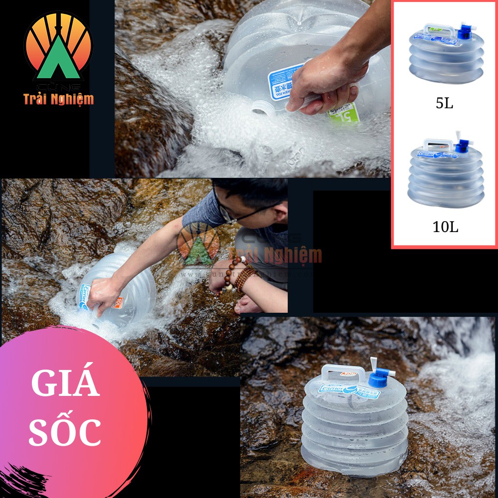 [CHÍNH HÃNG] Bình Nước Dung Tích Lớn 10L GẤP GỌN trong Balo Cho Du Lịch Cắm Trại Dã Ngoại NatureHike NH14S002-T