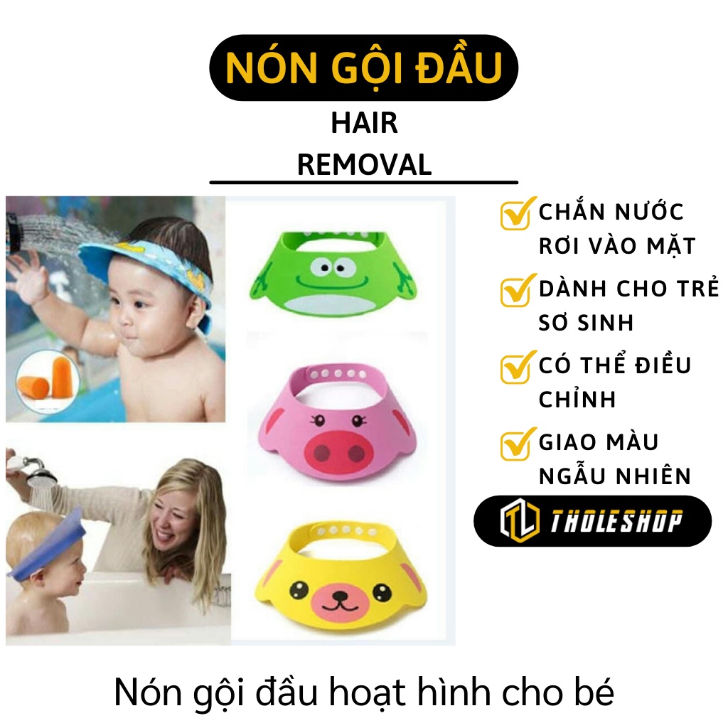 Mũ Chắn Nước - Nón Gội Đầu Cho Bé Che Tai, Chống Cay Mắt Kiểu Hoạt Hình 4710