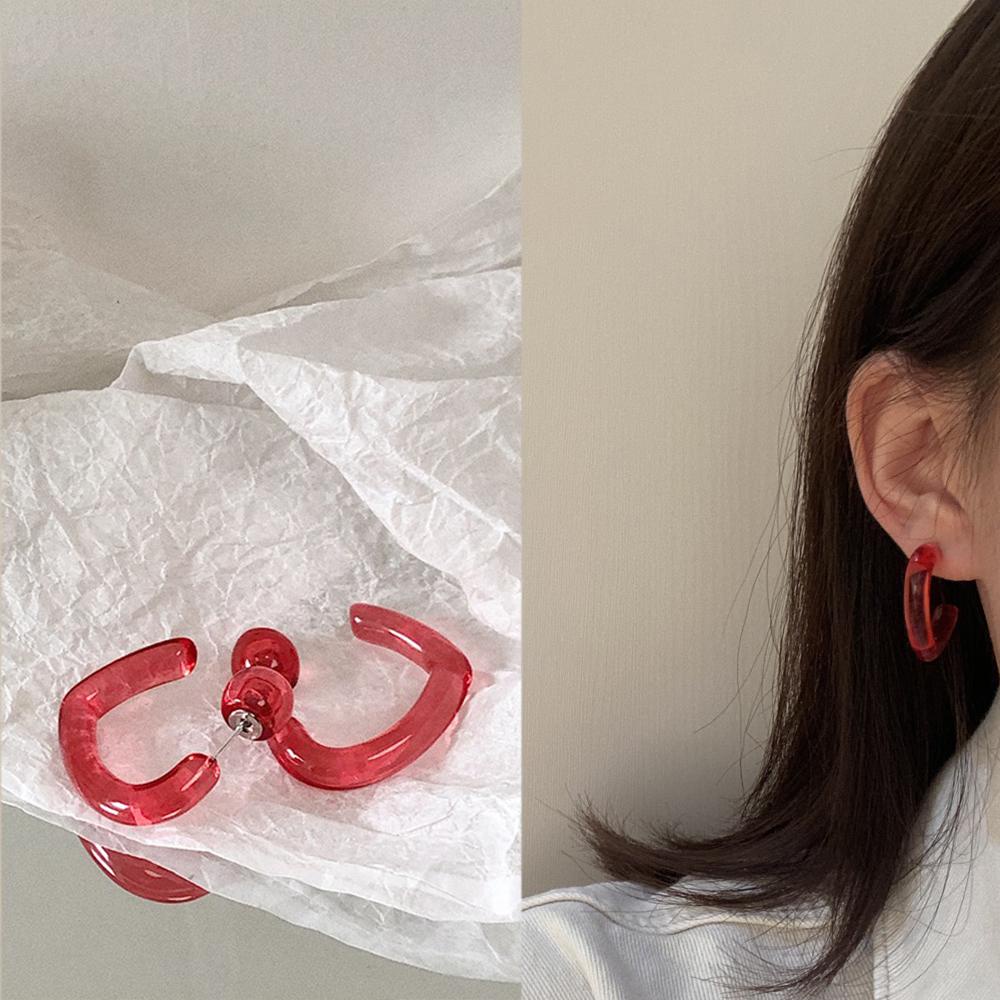 Bông Tai Hình Chữ C Trong Suốt Phong Cách Hàn Quốc Thời Trang Cho Nữ