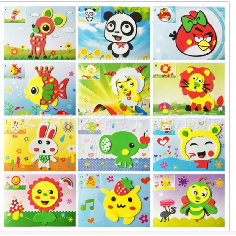 [Mã TOYDEC hoàn 20K xu đơn 50K] 100 Tranh xé dán xốp cho trẻ mầm non -kích thước 13x18cm