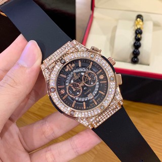 [Fullbox-bh12th] Đồng hồ nam Hublot mặt đính đá 42mm chống xước dây cao su thơm vani DH602