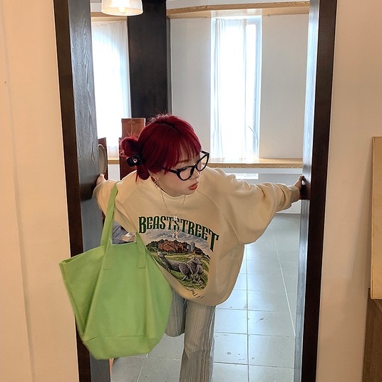 Áo Nỉ Nữ Dài Tay Cổ Tròn Thời Trang Hàn