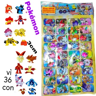 sỉ vỉ mô hình pokemon 36 con ( size 3cm )