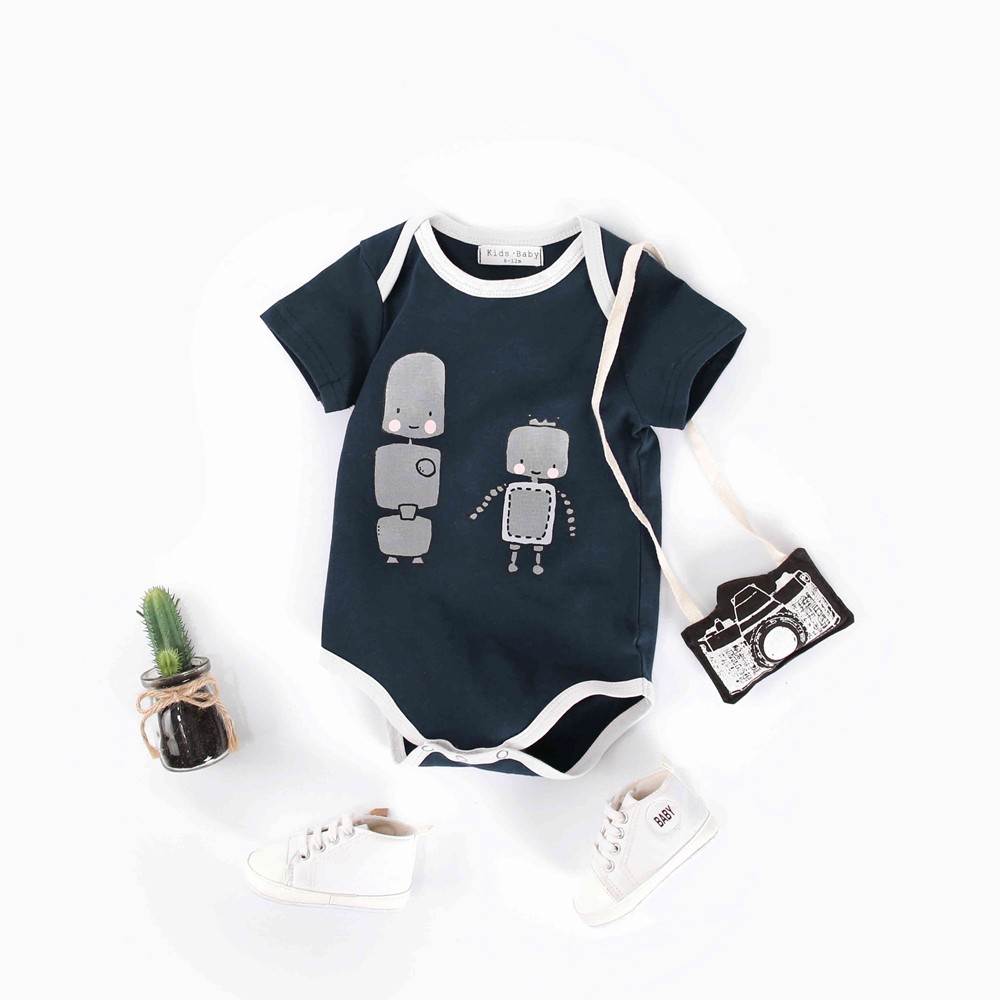 Bộ Đồ Liền Thân Sanlutoz Họa Tiết Hoạt Hình Thời Trang Mùa Hè Cho Bé Trai Màu Xám