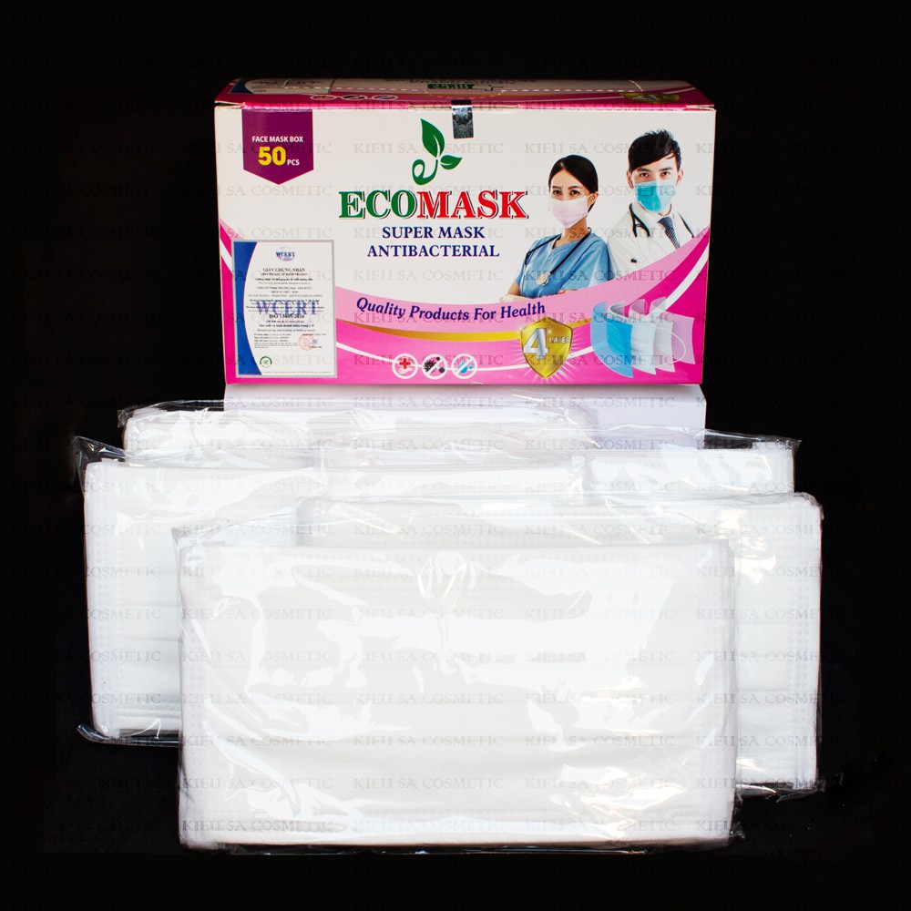 Hộp 50 cái Khẩu trang kháng khẩu 4 lớp Eco Mask chống bụi và vi khuẩn hiệu quả