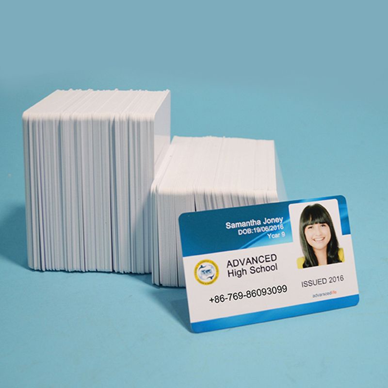 Set 100 thẻ ID bằng nhựa PVC hai mặt màu trắng cao cấp DIY