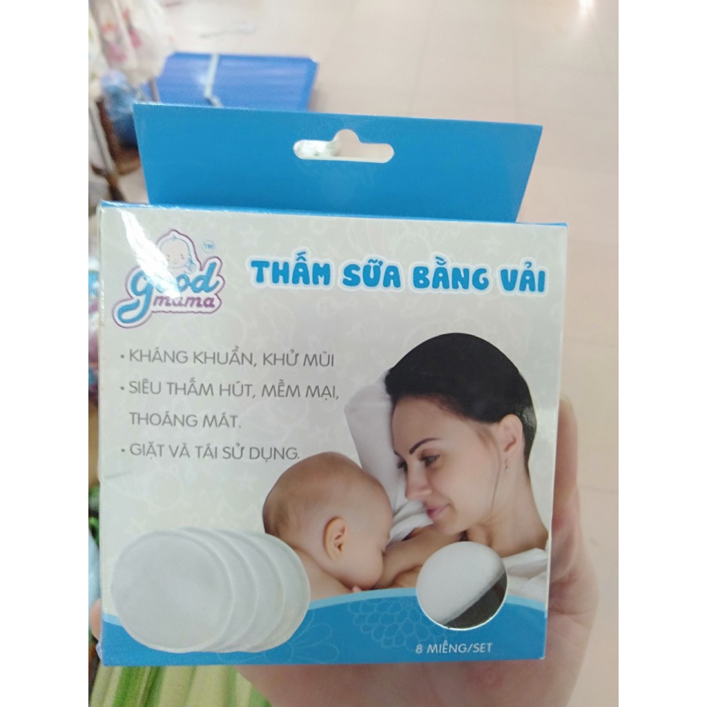 Miếng lót thấm sữa bằng vải good mama (hộp 8miếng)[Loại 1]