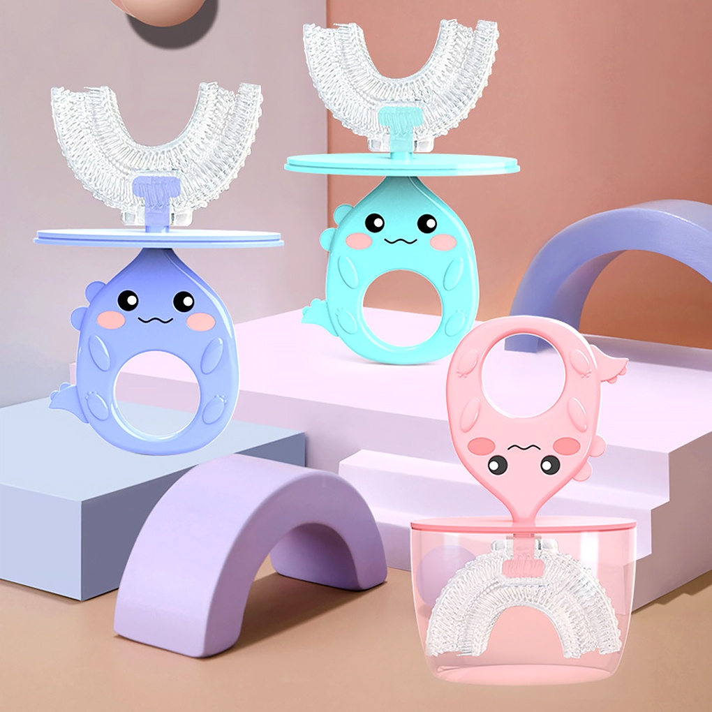 Bàn chải đánh răng hình chữ U làm sạch răng miệng 360° cho trẻ em 6-12 tuổi