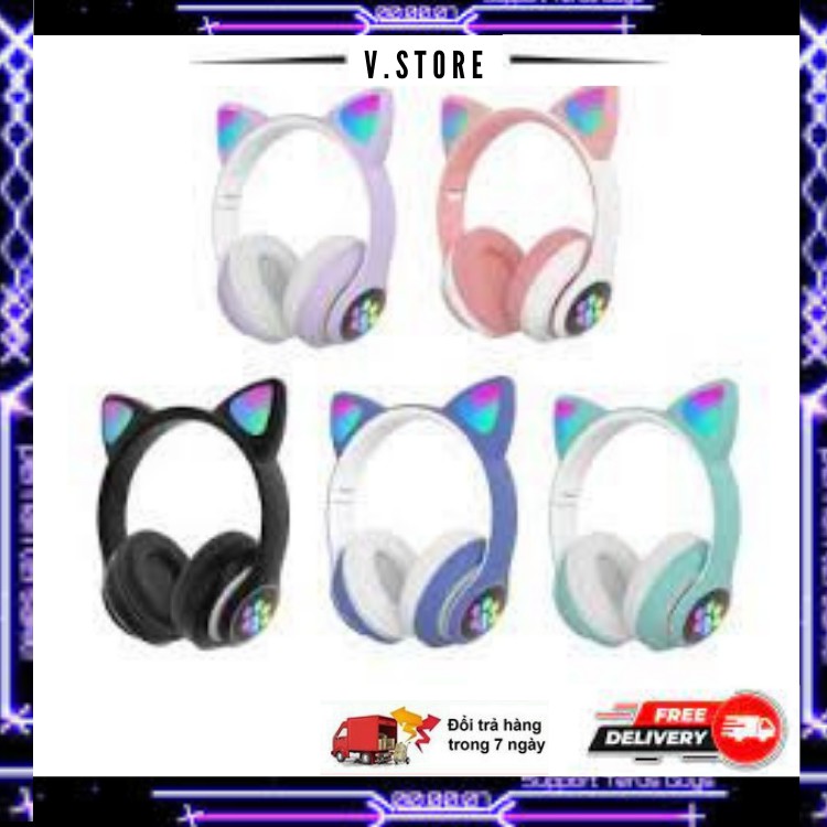 💎Tai Nghe Bluetooth, Tai Chụp Không Dây💎 Dễ Thương Có Mic,Âm Bass Mạnh Mẽ Và Dung Lượng Pin Khủng 400mAh BH 12 Tháng 5.