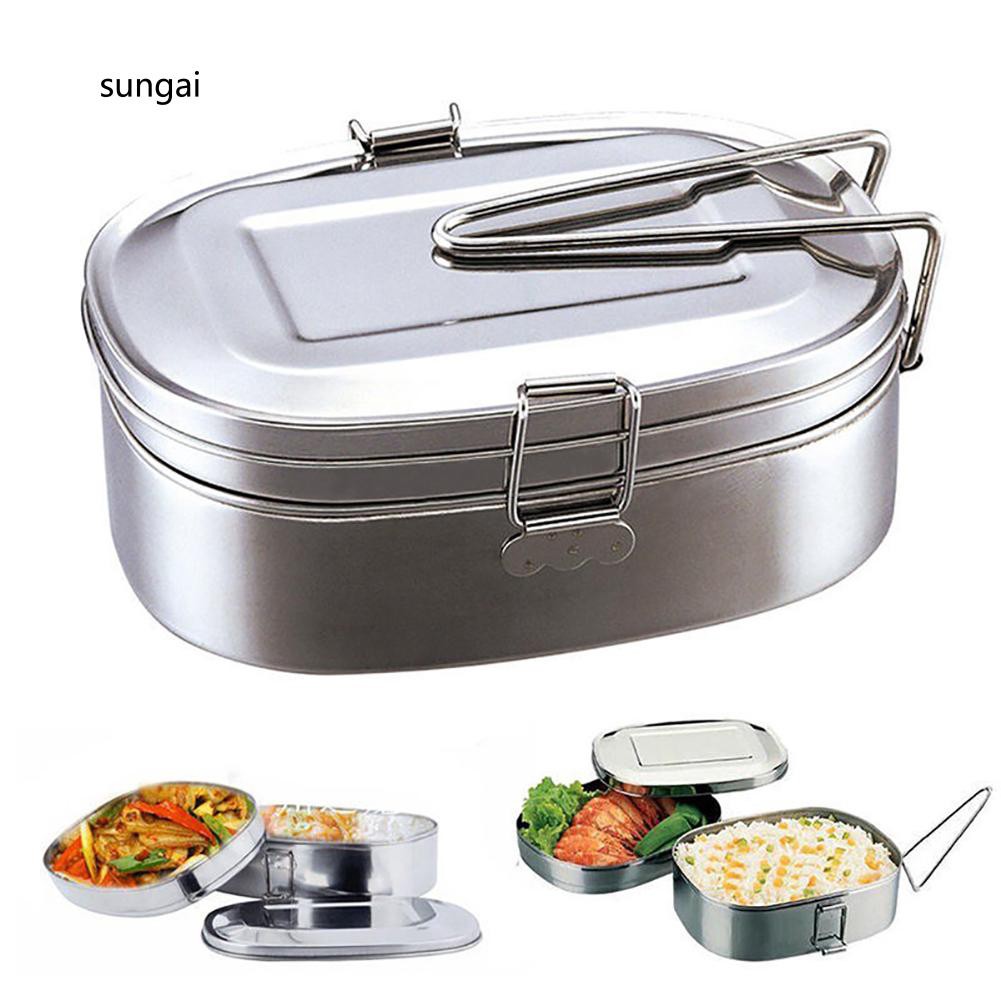 Hộp cơm bento 2 tầng bằng thép không gỉ