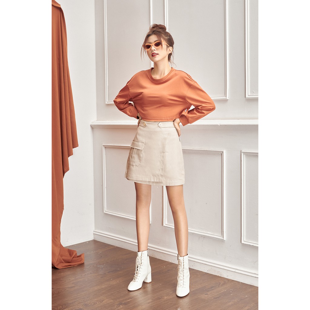 [Mã WABRH11 giảm 10% đơn 99K] Chân váy chữ a ngắn kaki có túi ốp JAW0588 - 92 Wear