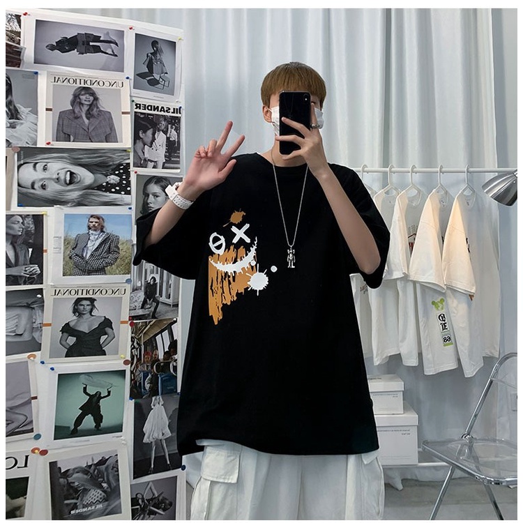 Áo Thun nam nữ, áo phông from rộng tay lỡ in Hình Mặt Cười