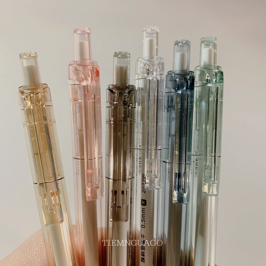 Bút gel DOMI ngòi kim mực đen siêu nhanh khô 0.5mm vỏ màu pastel - Tiệm Ngựa Gỗ