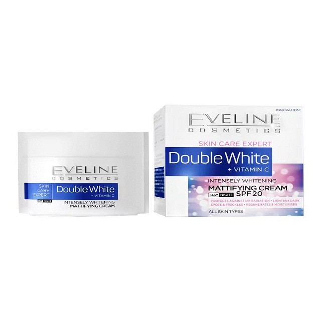 [Tặng 1 mặt nạ Sambijo] Kem dưỡng ngày đêm trắng da gấp đôi tinh chất vitamin C Eveline Skin Care Expert 50ml