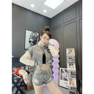 Áo khoác bomber nữ chữ B form ngắn crotop vải nỉ cao cấp # Áo khoác nữ phong cách Hàn quốc.