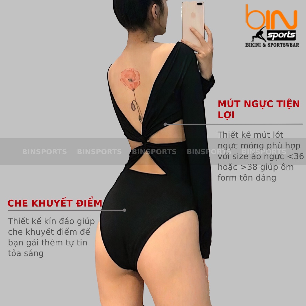 Bộ Bơi Nữ Một Mảnh Dài Tay Mặc Đi Biển Freesize BHV122