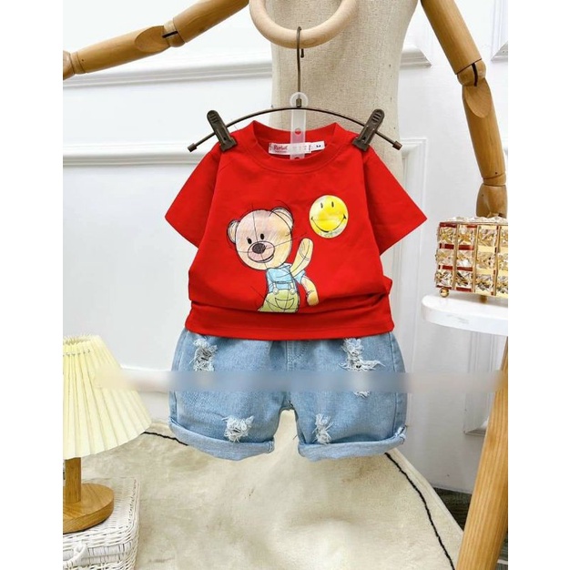 sét bé trai gồm quần bò và áo cotton tàu chính phẩm về hàng ạ