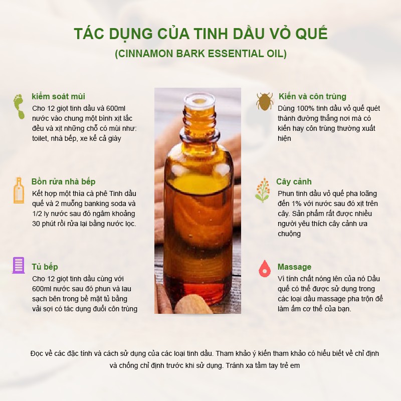 Tinh dầu quế FREESHIPTinh dầu thơm phòng 10ml | 50ml | 100ml | nguyên chất|thư giản|thơm mát|khử mùi|đuổi côn trùng
