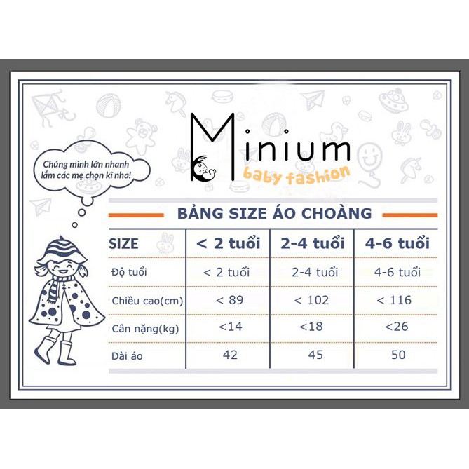 Áo choàng chống nắng cho trẻ em Minium, áo cánh dơi bé  gái chất cotton-CVHONG