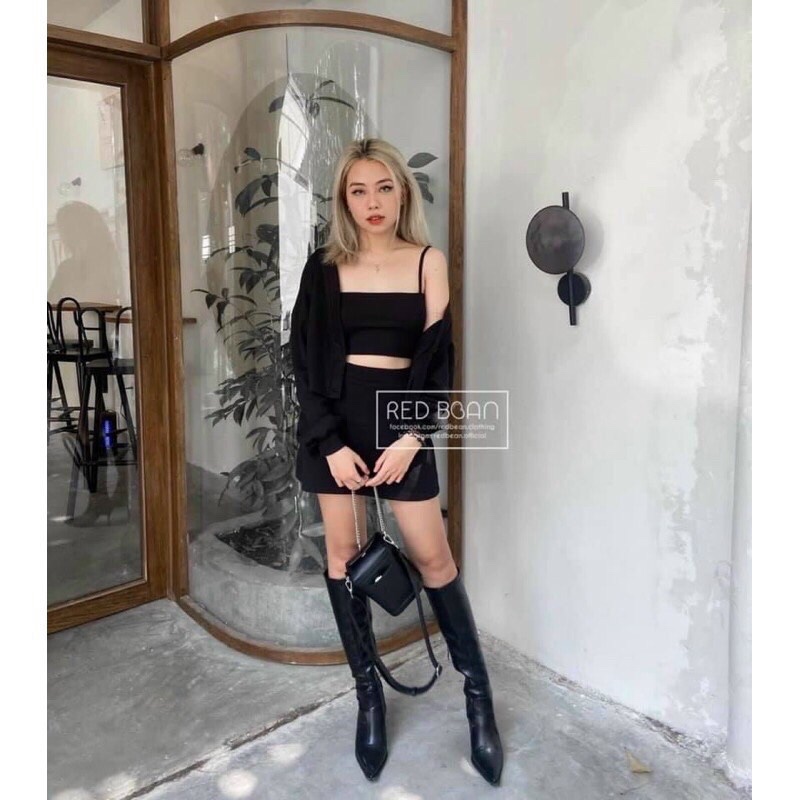 Set 3 món áo 2 dây kèm váy và áo khoác cardigan siêu hot