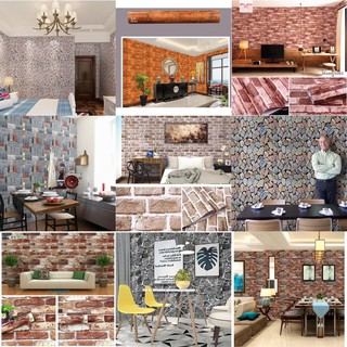 DECAL 1M Giấy dán tường KHỔ 45CM có sẵn keo - GẠCH 3D NHIỀU MẪU QQR042