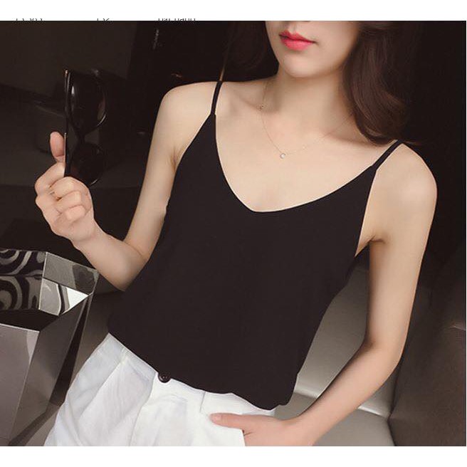 Áo 2 dây trắng đen cotton cao cấp