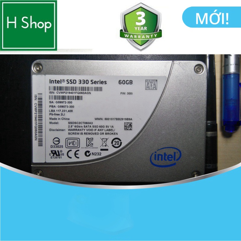 HÀNG MỚI VỀ Ổ cứng SSD Intel 60Gb 330 series, hàng tháo lắp máy chính hãng, bh 3 năm HÀNG MỚI VỀ