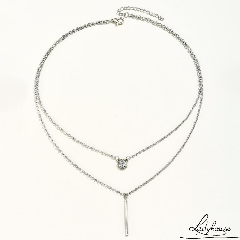 Vòng cổ Hai Lớp Mặt Tròn / Dài Đính Đá Thời Trang Dành Cho Nữ