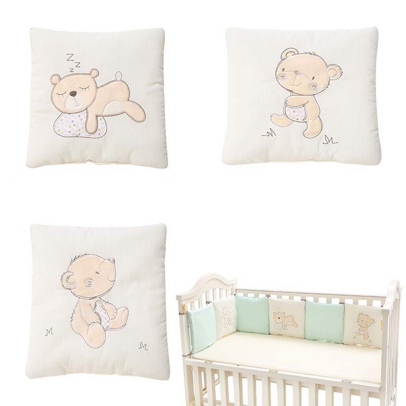 Set 6 tấm chắn bảo vệ bằng cotton mềm mại gắn thành giường ngủ em bé