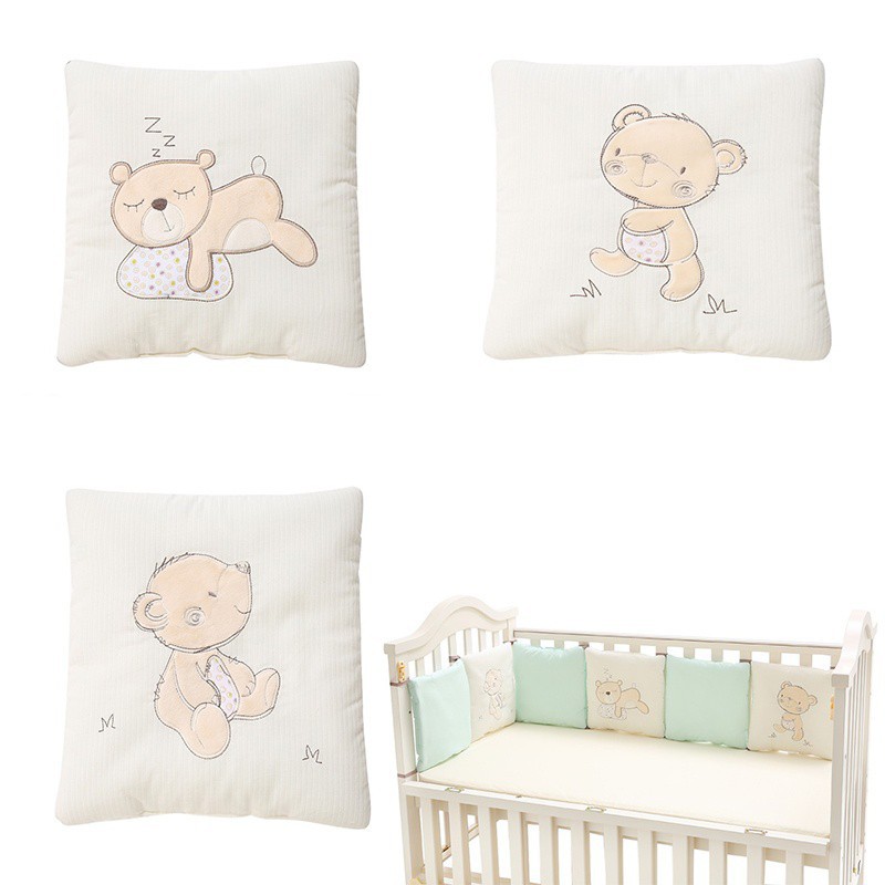 Set 6 tấm chắn bảo vệ bằng cotton mềm mại gắn thành giường ngủ em bé