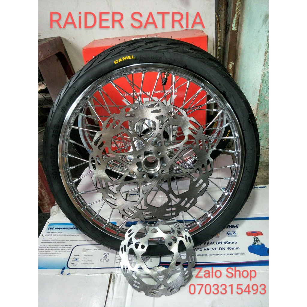 CẶP BÁNH CĂM RAIDER SATRIA NIỀN UNION 1.4 1.6  FULL VỎ CAMEL 50.60 KÈM 2 ĐĨA TRƯỚC SAU GẮN NHƯ ZIN