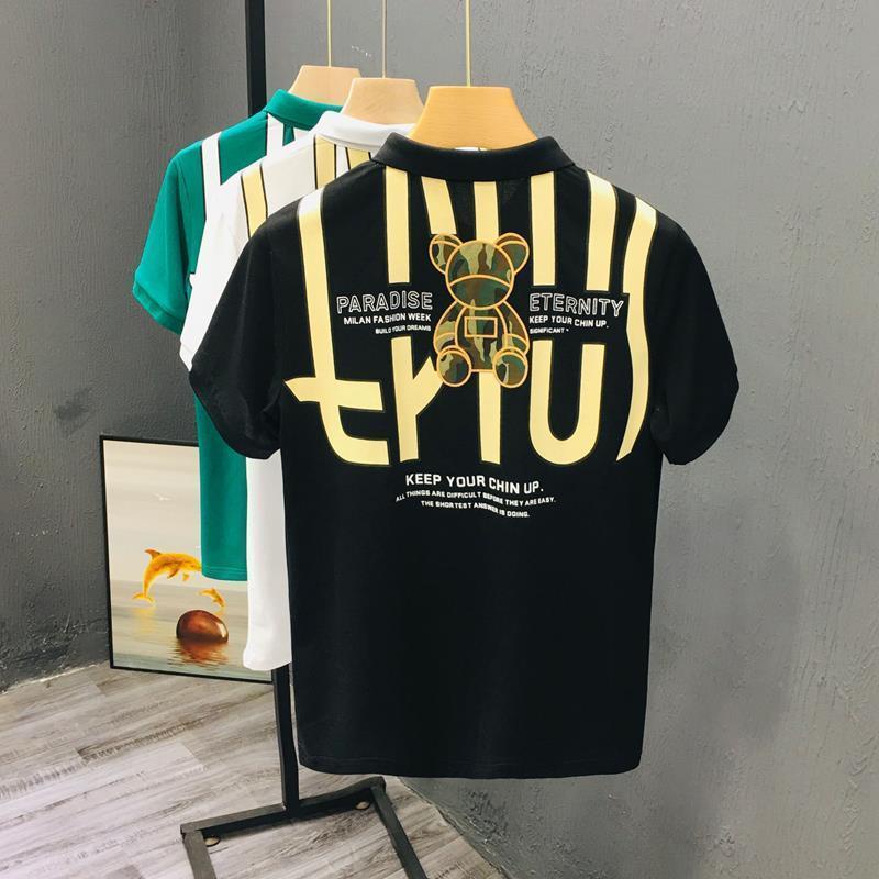 Áo polo Tay Ngắn In Hình Gấu Nhỏ Dễ Thương Cho Nam