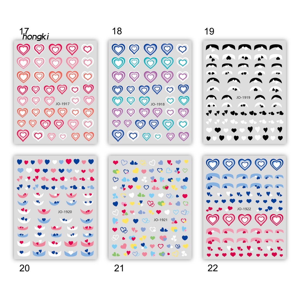 Nhãn Dán Móng Tay Lâu Trôi Không Thấm Nước Họa Tiết Trái Tim Xinh Xắn