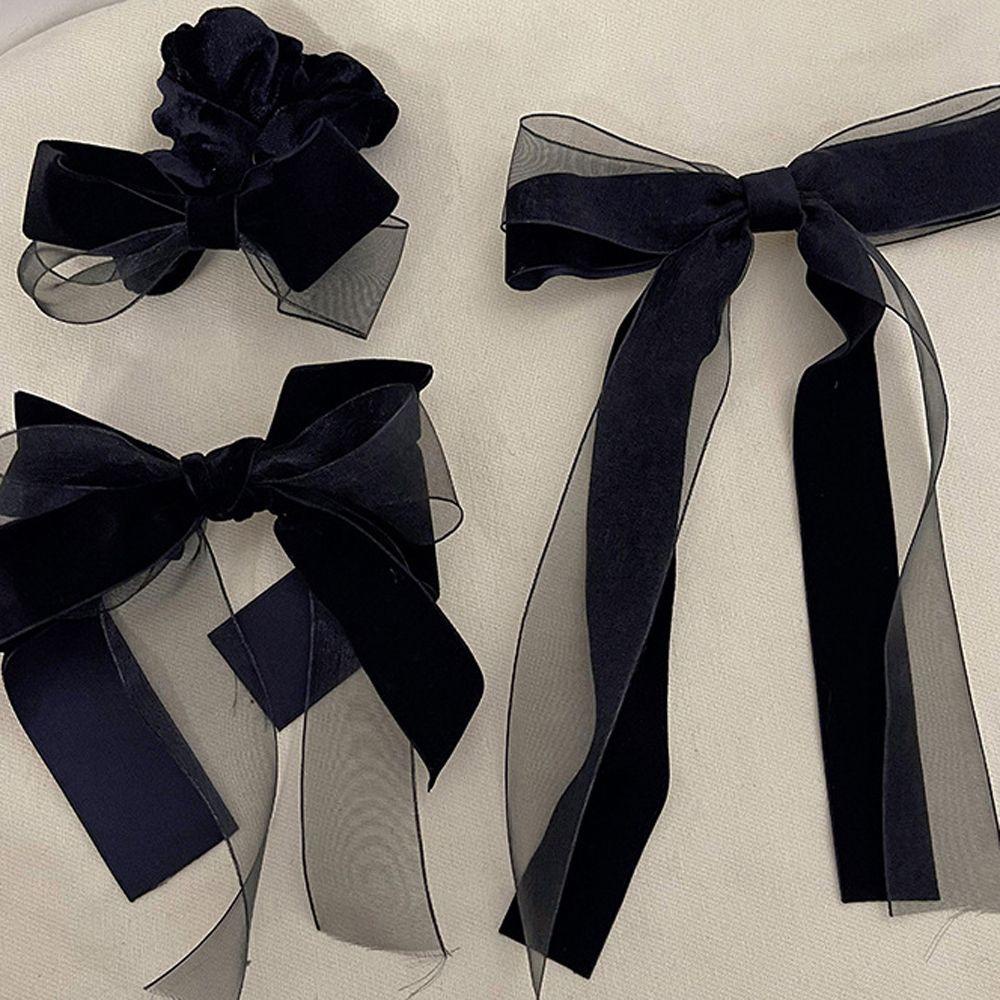 Kẹp Tóc Nơ Ruy Băng Phong Cách Retro Pháp Ngọt Ngào Cho Nữ