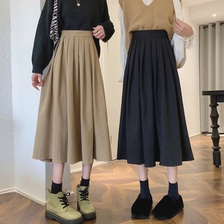 Chân váy midi xếp ly to vintage dài sang chảnh