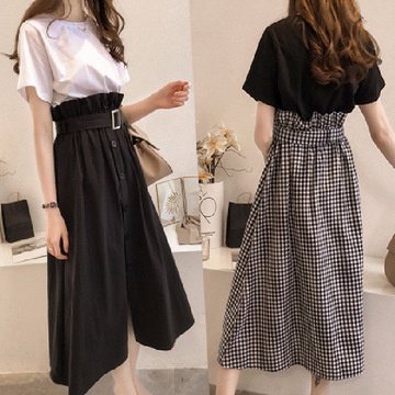 Set Áo Thun Ngắn Tay + Chân Váy Có size Lớn Thiết Kế Mới Thời Trang Mùa Hè Dành Cho Nữ
