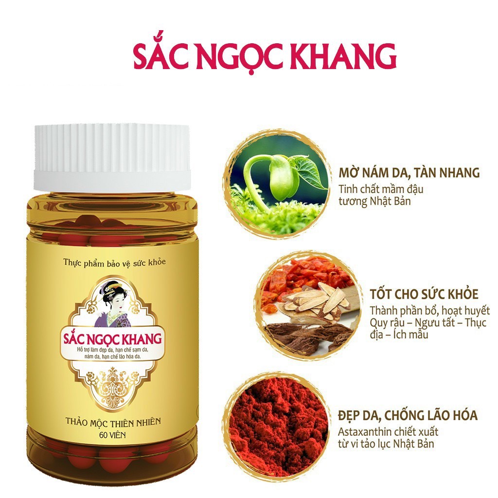 Viên uống đẹp da - chống lão hóa - nám sạm tàn nhan Sắc Ngọc Khang Vi Tảo Lục [Hộp 60 Viên]