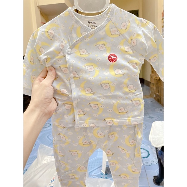 (Avaler/Phủ Lý)Bộ cotton sơ sinh Avaler size Newborn/3-6m/6-9m