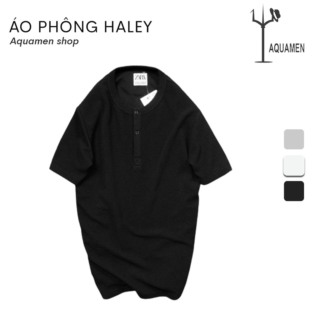 Áo phông nam Haley, áo phông nam cổ tàu, vải wafle vân bắp độc đáo vải co dãn 4 chiều thoáng mát, mềm mịn