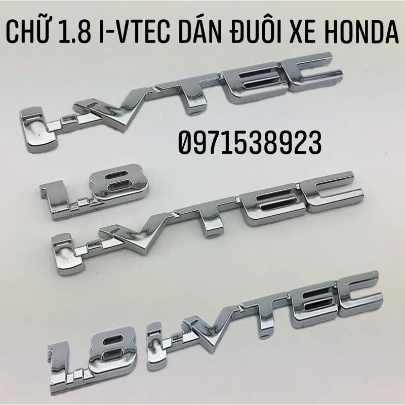 Bộ logo chữ nổi HONDA CIVIC 1.8 I-VTEC dán đuôi xe