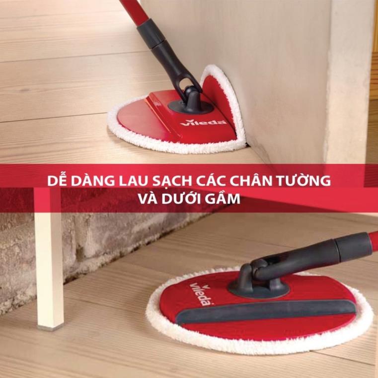 Cây lau nhà Vileda Spin and Clean đầu lau đĩa tròn, xô giặt xoay 360 độ - TSU161821, hàng Đức, odm Trung Quốc