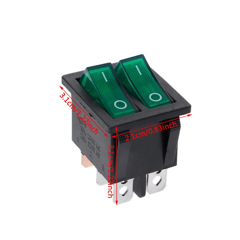 Công Tắc Bật / Tắt 6 Chấu Có Đèn Xanh Lá / Đỏ 20A 125V AC Chuyên