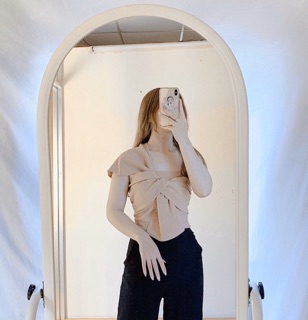 ( Bán Lẻ Giá Sỉ) Áo Crop Top bo nơ cột ngực